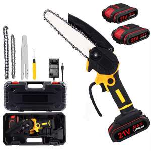 Meilleure vente OEM Tronçonneuse électrique sans fil portable alimentée par <span class=keywords><strong>batterie</strong></span> <span class=keywords><strong>Mini</strong></span> scies <span class=keywords><strong>à</strong></span> <span class=keywords><strong>chaîne</strong></span> portatives Boîte en plastique 4/6 pouces 650W - Product Image 1