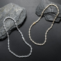 Collier tennis minimaliste en laiton incrusté de zircon blanc rectangulaire 4 * 6 mm, accessoires hip-hop populaires européens et américains