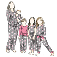 Desain kustom kepribadian gaya baru Kaus dan celana lengan panjang bunga anak perempuan Jumpsuit ukuran besar Set keluarga natal