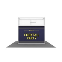 Tables promotionnelles rectangulaires portables en aluminium, imprimées par sublimation couleur, avec éclairage LED rétroéclairé, présentoir en acrylique pour salons professionnels