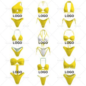 Traje de Baño de Dos Piezas con Etiqueta Privada Personalizada, Traje de Baño Triangular para Mujer, Bikini de Lujo de Spandex/Poliéster de Secado Rápido con Push-Up - Product Image 5