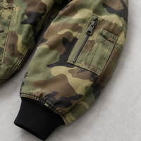 Veste bomber camouflage pour homme sur mesure OEM ODM, veste de pilote rembourrée, poches utilitaires, streetwear, fabricant de vêtements sur mesure