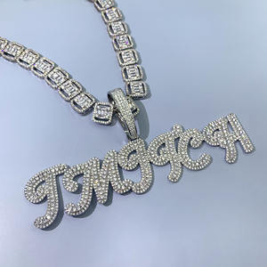 FOXI collana <span class=keywords><strong>con</strong></span> <span class=keywords><strong>nome</strong></span> personalizzato stile Hip Hop <span class=keywords><strong>argento</strong></span> Bling ghiacciato catena a maglie cubane per uomo e donna regalo perfetto - Product Image 1