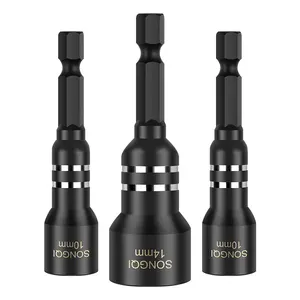 SONGQI Black Super Magnetic Nut Setter Inner Hexagon Adapter Screw Nut Drill Bit Screwdriver Bit