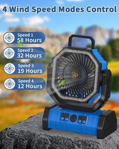 Ventilatore da Tavolo Portatile F6 Ricaricabile 20000mAh con Telecomando, Lanterna LED, Power Bank, Motore Brushless Ultra Silenzioso, in Plastica - Product Image 3