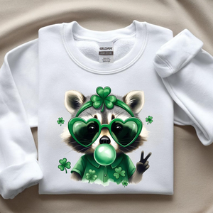 Transfert DTF drôle de raton laveur pour la Saint-<span class=keywords><strong>Patrick</strong></span>, style rétro coquette, prêt à presser à chaud pour les vêtements - Product Image 5