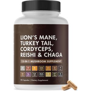 13 em 1 <span class=keywords><strong>Reishi</strong></span> Poderoso Extrato De Cogumelo Cápsulas Maitake Oyster Shiitake Turquia Cogumelo Cápsulas Leões Juba Cogumelo Cápsulas - Product Image 1