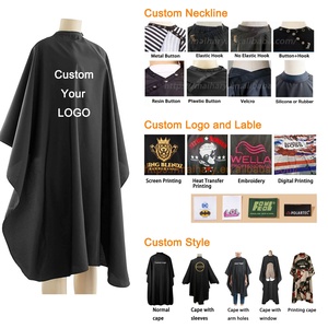 Faible MOQ Logo Personnalisé Imperméable Polyester Tablier Robe de Coupe de Cheveux pour Salon de Beauté, Col en Silicone pour Cape de Coiffeur - Product Image 2