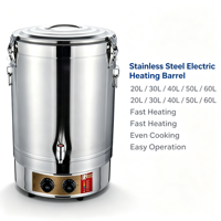Cuve de cuisson électrique classique en acier inoxydable, baril commercial pour la fusion de cire de soja, isolation double couche, double thermostat
