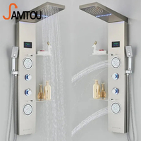Vente chaude Colonne de douche murale en acier inoxydable avec cascade pour salle de bain Panneaux de douche à LED