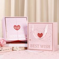 Boîte cadeau personnalisable rose pour la Saint-Valentin, en carton gris de haute qualité, avec dorure créative, double porte, motif galaxie et amour, pour Tanabata