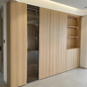 Huipinju Armoire de chambre personnalisée, légère et de luxe, avec rangement <span class=keywords><strong>d</strong></span>'<span class=keywords><strong>angle</strong></span> pour vestiaire, <span class=keywords><strong>en</strong></span> <span class=keywords><strong>bois</strong></span> au design moderne, et <span class=keywords><strong>bar</strong></span> intégré pour la maison - Product Image 1