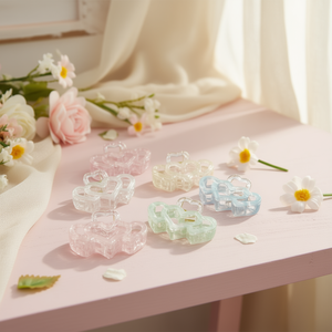 Tres pinzas para el cabello con forma de corazón, 9 cm, de plástico transparente, estilo dulce, para mujeres y niñas, accesorio de moda - Product Image 2