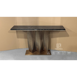 Contemporary Living Room Furniture Rectangle <b>Console</b> <b>Table</b> Natural Stone Top <b>Table</b> With <b>Gold</b> Base 01 Rectangle Cons - Product Image 3