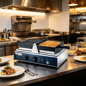Gaufrier électrique mini certifié CE Baishida avec moule à grille carrée classique, puissance 1,6 kW, 2 gaufres par lot, pour usage domestique et hôtelier - Product Image 4