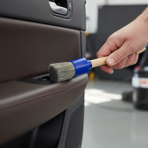 CB-WH002 Ensemble de 3 pinceaux de detailing à manche en bois, poils coniques en PET (grands/moyens/petits), virole en plastique bleue, pour voiture - Product Image 2