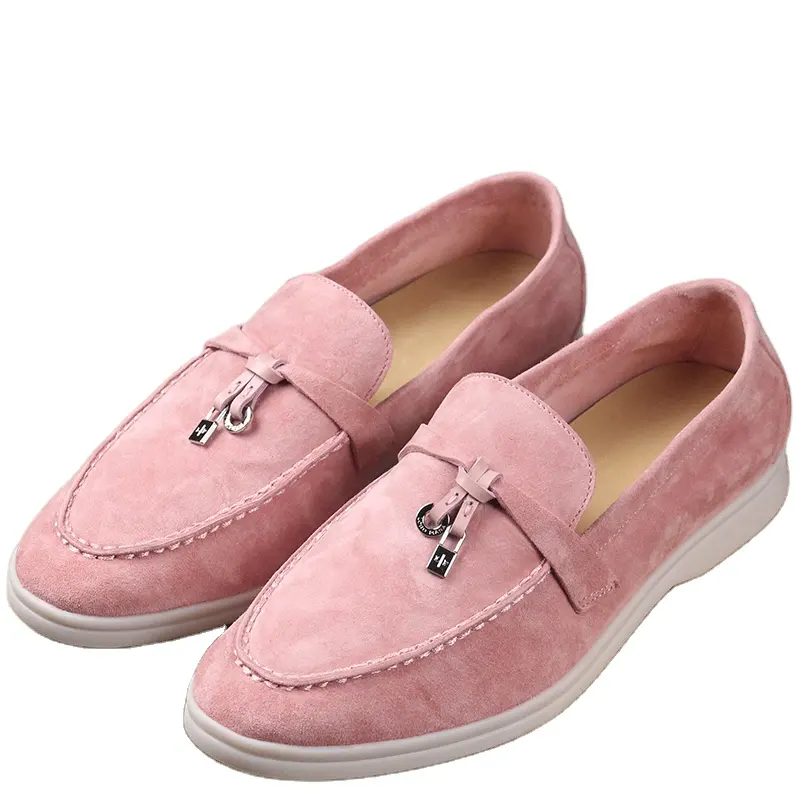 High Quality Leather Loafers Comfortable Suede Slip On Chaussures Pour Femmes LP Loafers Flat Casual Shoes For Women Man