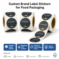 Autocollant de boulangerie personnalisé avec logo de marque imprimé, holographique, résistant à l'huile, pour sceller le pain, les gâteaux, les sandwichs, bande adhésive longue en papier couché