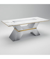 Tables de conférence modernes en pierre artificielle au design contemporain élégant, garantie 10 ans, fonctionnalités réglables, pour hôtels et restaurants