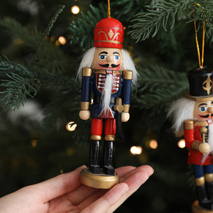 Ensemble de décorations de Noël vintage en bois, soldats casse-noisettes, poupées suspendues pour la décoration de l'arbre de Noël, pour les cadeaux de Noël - Product Image 3