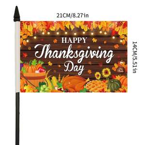 Nappe de table de Thanksgiving 14x21cm, décoration de table imprimée avec des dinde et des citrouilles pour le dîner de fête, polyester lavable - Product Image 2