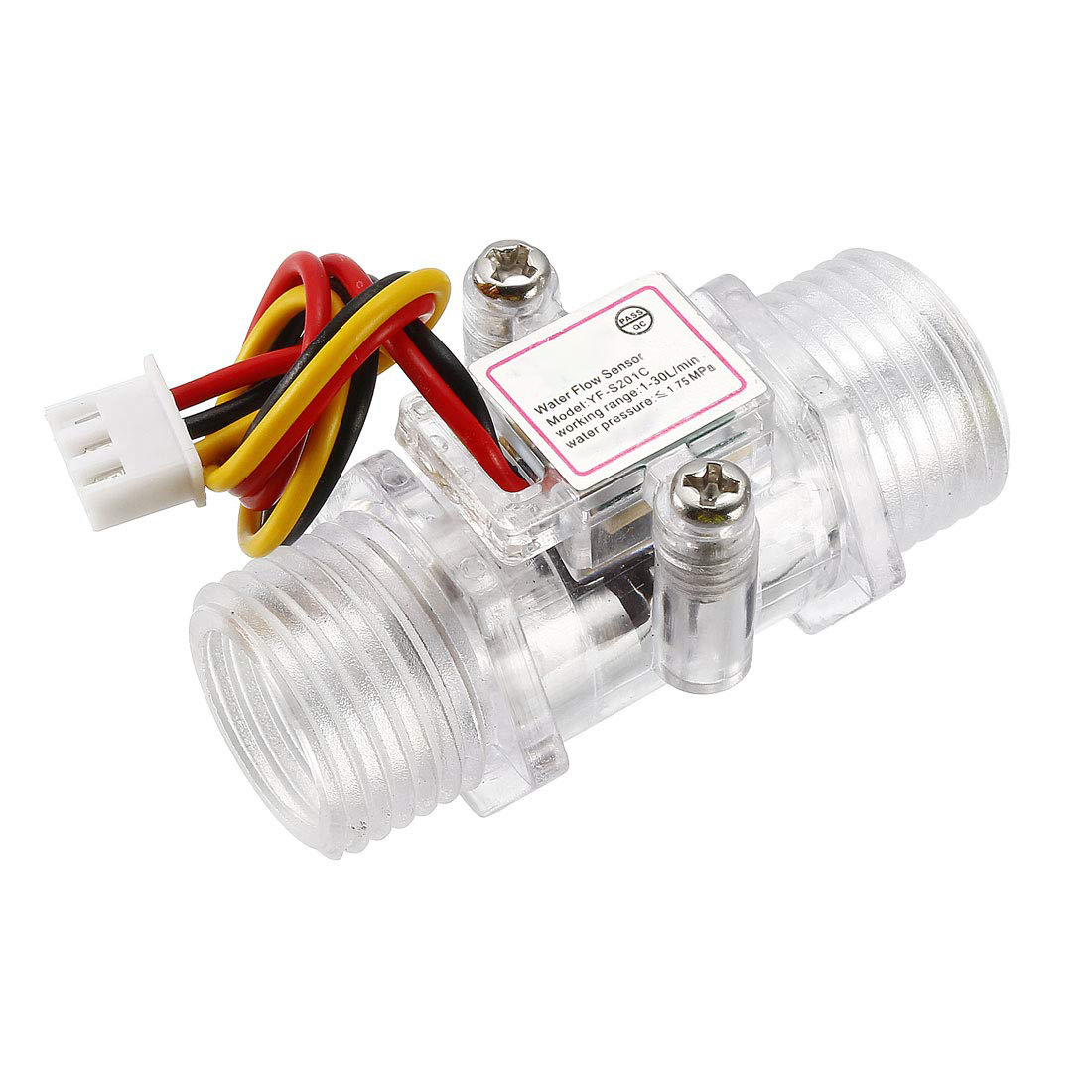 YF-S201C G1/2 Inch Water Flow Sensor Food-Grade Switch Hall  Flowmeter Fluid Meter Counter 1-30L/Min 5-15V  Transparent