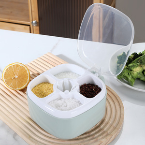 Productos al por Mayor, Recipiente de Plástico Ecológico con Tapa y Cuchara, 5 Compartimentos, Caja para Especias, Utensilios de Cocina, Estante para Especias - Product Image 1