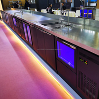 Comptoir de bar à café en acier inoxydable JG, armoire réfrigérée pour cocktails personnalisée, plan de travail de bar, table d'opérateur de bar à café et à eau