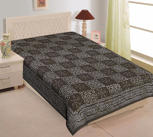 Hand Block Printed Cotton Bedsheet Dabu Print Geometric Pattern Handmade Soft Durable Bedding 300tc 70x120inch for Home Use - Product Image 2