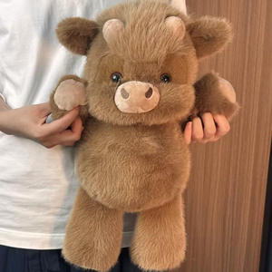 Peluche Realistico di Mucca delle Highlands Lavabile, Facile da Pulire, Giocattolo per Uso Quotidiano Familiare - Product Image 1