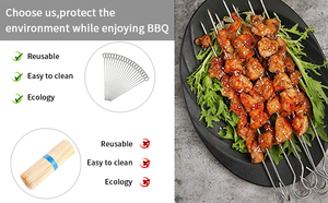 Stainless Steel Metal Skewers, Reusable Metal Skewer for Kabobs Barbecue Skewers for <strong>Grilling</strong> Shish Kabobs, Meat and <strong>Vegetable</strong> - Product Image 4