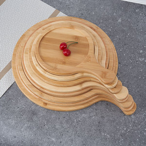 Planche à charcuterie ronde en bambou durable de qualité supérieure, pelle à pizza avec poignée, plateau de service en bois pour fromage, <span class=keywords><strong>steak</strong></span>, fête, vente en gros - Product Image 2