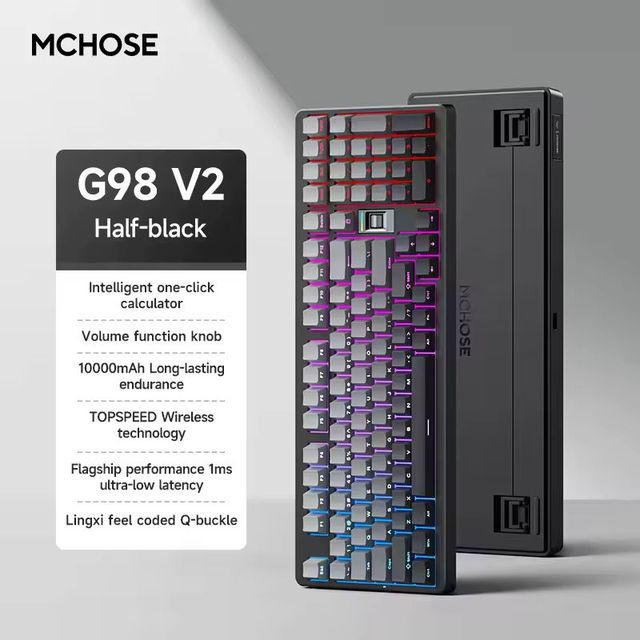 MCHOSE G98V3 Mechanical Keyboard Gasket Structure Tri-Mode Wireless 2.4G/Wired/ 98-Key Layout Gaming Office