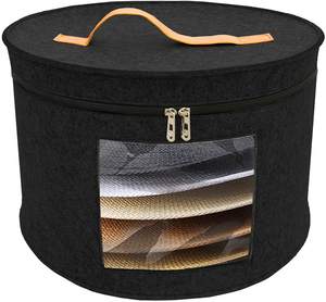 Cesta de almacenamiento de fieltro resistente y duradera, caja organizadora de sombreros plegable para <span class=keywords><strong>ropa</strong></span> de viaje con cubierta transparente - Product Image 1