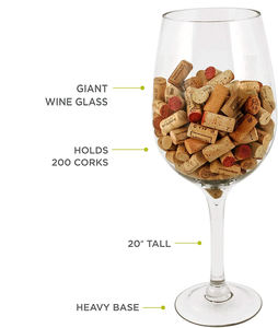 <span class=keywords><strong>Copa</strong></span> <span class=keywords><strong>de</strong></span> <span class=keywords><strong>Vino</strong></span> <span class=keywords><strong>Gigante</strong></span> <span class=keywords><strong>de</strong></span> 20 Pulgadas, Novedosa, Transparente, Decorativa, Soplada a Mano, Tipo Bordeaux, con Base para Corcho y Cubitera - Product Image 2