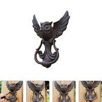 Battant de porte vintage en fonte d'acier motif hibou - Décoration extérieure de porte d'entrée de style industriel américain antique