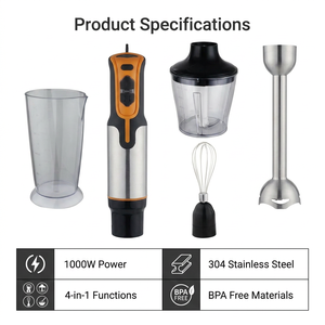 Potente Licuadora Eléctrica Multiusos OEM, Batidora de Alimentos, Batidora de Inmersión de Acero Inoxidable, Juego de Batidoras de <span class=keywords><strong>Mano</strong></span> Eléctricas - Product Image 4