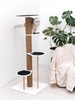 Meuble d'arbre d'escalade pour chat en bois massif multicouche moderne avec planche à gratter élégante cadre d'escalade pour chat griffoir pour chat