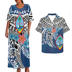 Trajes de pareja de Guam, vestido Tribal polinesio para mujer, camisas Puletasi tradicionales para hombres, <span class=keywords><strong>ropa</strong></span> a juego de pareja <span class=keywords><strong>joven</strong></span> de lujo - Product Image 3
