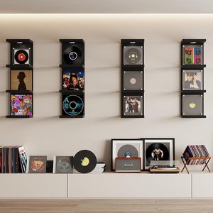 Tùy chỉnh 4 Tier hiện đại thiếu Kệ tường đơn vị hiển thị màu đen nổi kệ bằng gỗ Float kệ với ánh sáng - Product Image 6