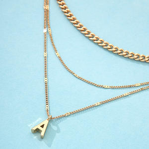 Nuevo collar Multicapa de la <span class=keywords><strong>A</strong></span> LA Z para mujer, cadena de eslabones de moda con chapado en plata para regalos, bodas, fiestas, compromisos - Product Image 3