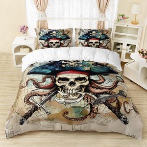 Đại Dương Hải Lý <span class=keywords><strong>Comforter</strong></span> Bìa Đặt Cổ Điển Cướp Biển Kho Báu Duvet Bìa Xương Thuyền Trưởng Bộ Đồ Giường Đặt Biển Phiêu Lưu Quilt Bìa - Product Image 5