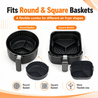 Insert de séparation pour friteuse à air en silicone de qualité alimentaire, rond/carré, résistant à la chaleur, antiadhésif, réutilisable pour la cuisine