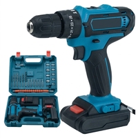 Perceuse à percussion sans fil 21V, visseuse électrique 2 en 1, ensemble d'accessoires 24 pièces, outil nu, une batterie, un chargeur, prise US EU UK
