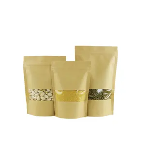 Индивидуальные Матовые прозрачные Стандап-пакеты для закусок пищевая пластиковая стендап doypack с окошком для переработки крафт-бумаги