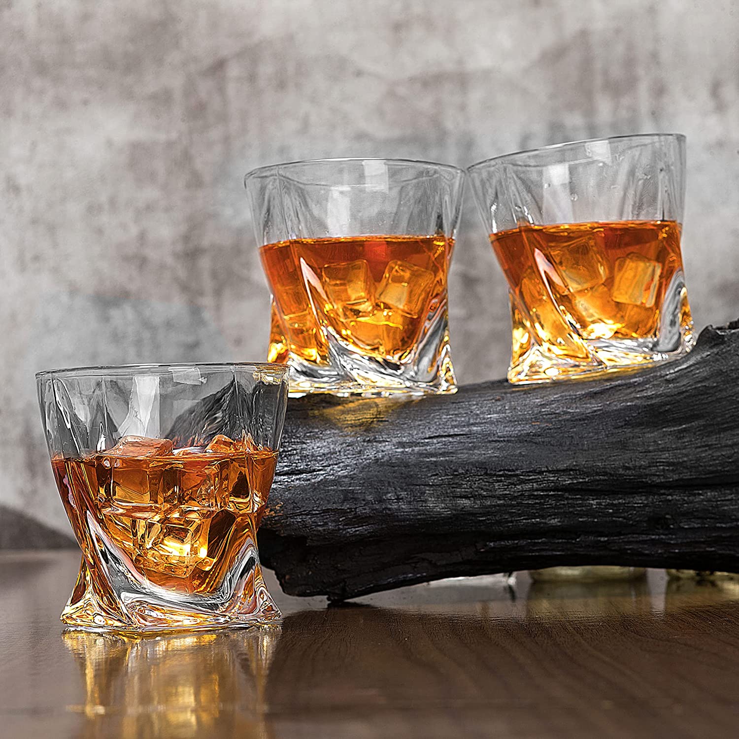 10oz Crystal Whiskey Glasses Premium Twisted Glasses Old Fashioned Lowball Tumbler