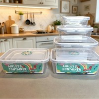 Ensemble de 4 contenants de stockage alimentaire, grande capacité, boîte à salade, boîte à fruits, boîte à lunch, réfrigérateur-sécurisé, transparent, PET de qualité alimentaire