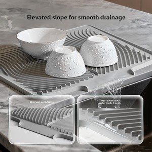 Tapete Cuadrado de Silicona Resistente a Altas Temperaturas para Secar Platos con Inclinación para Drenaje Rápido de Agua, Ayudante de Cocina - Product Image 2