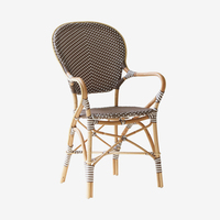 Fauteuils de jardin empilables en rotin synthétique PE avec cadre en aluminium/rattan pour bistro français – Ensemble de mobilier d'extérieur