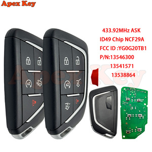 Télécommande de voiture pour Cadillac 433,92 MHz, puce ID49 NCF29A, FCC ID YG0G20TB1, noire, en ABS, remplacement de clé de véhicule sans clé - Product Image 1
